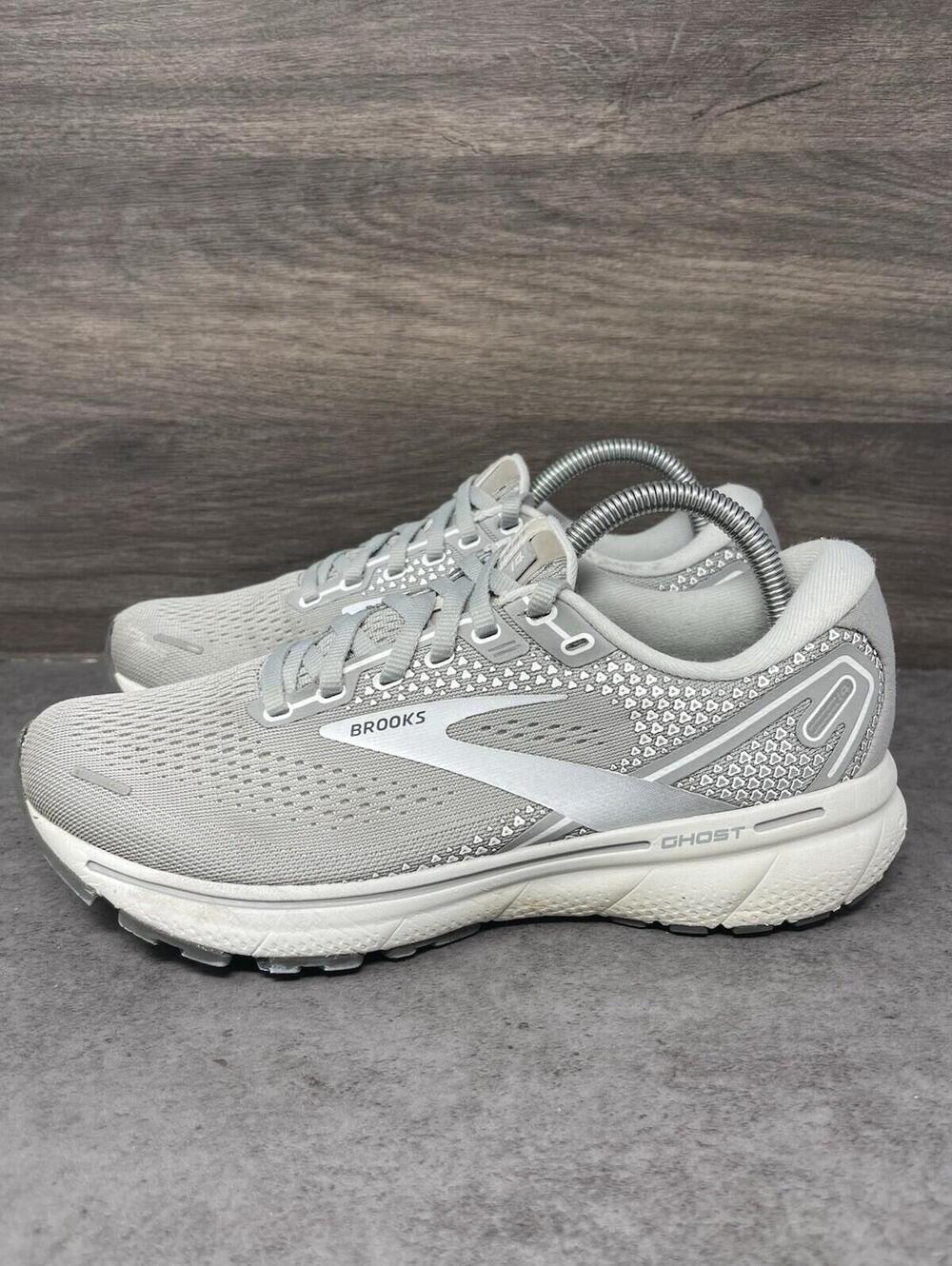 Brooks Ghost 14 Running Shoes Womens Size 8.5 Grey White Athletic